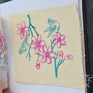 Handmade machine embroidery bird patch
